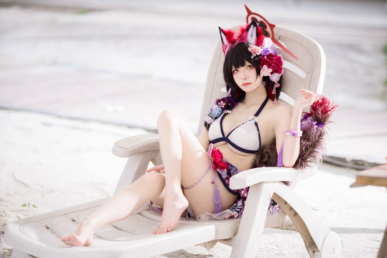 #九柒喵 No.028 – 蔚蓝档案·狐坂若藻 泳装 [23P 156Mb] 标签🏷️#爆乳 #粉足 # - 写真摄影作品第26张照片，photo 29491