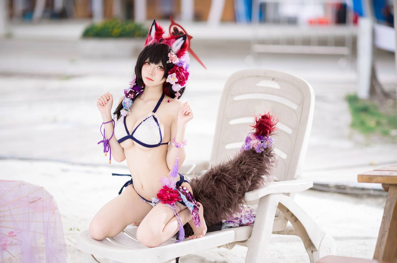 #九柒喵 No.028 – 蔚蓝档案·狐坂若藻 泳装 [23P 156Mb] 标签🏷️#爆乳 #粉足 # - 写真摄影作品第22张照片，photo 29496