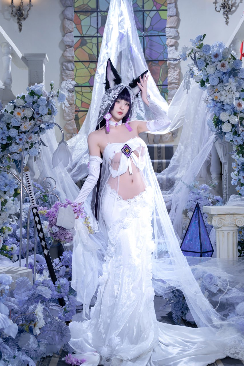 #清水由乃   碧蓝航线 花嫁武藏 标签🏷 #唯美 #白丝 #Cosplay - 写真摄影作品第50张照片，photo 45197