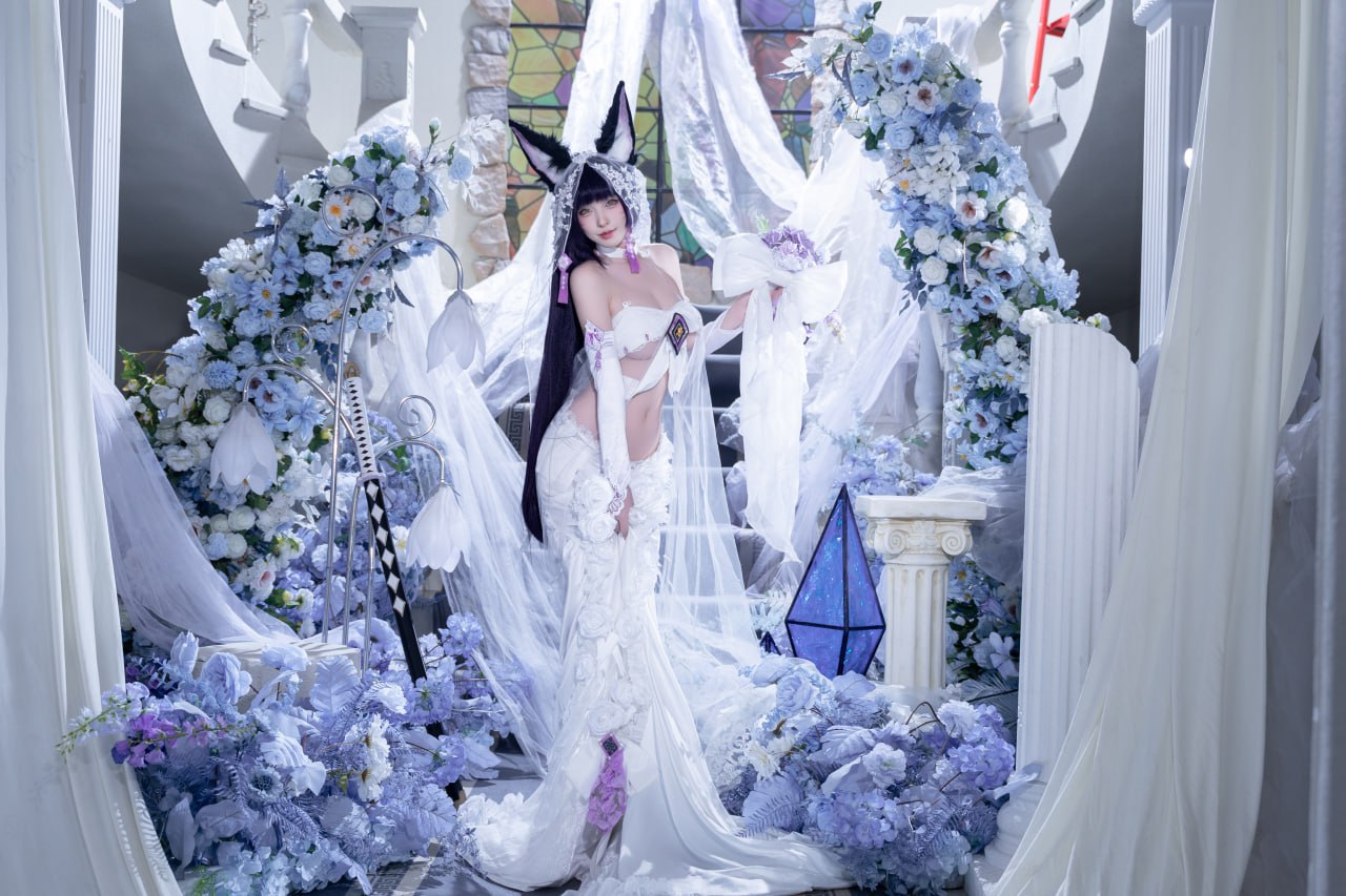 #清水由乃   碧蓝航线 花嫁武藏 标签🏷 #唯美 #白丝 #Cosplay - 写真摄影作品第48张照片，photo 45198
