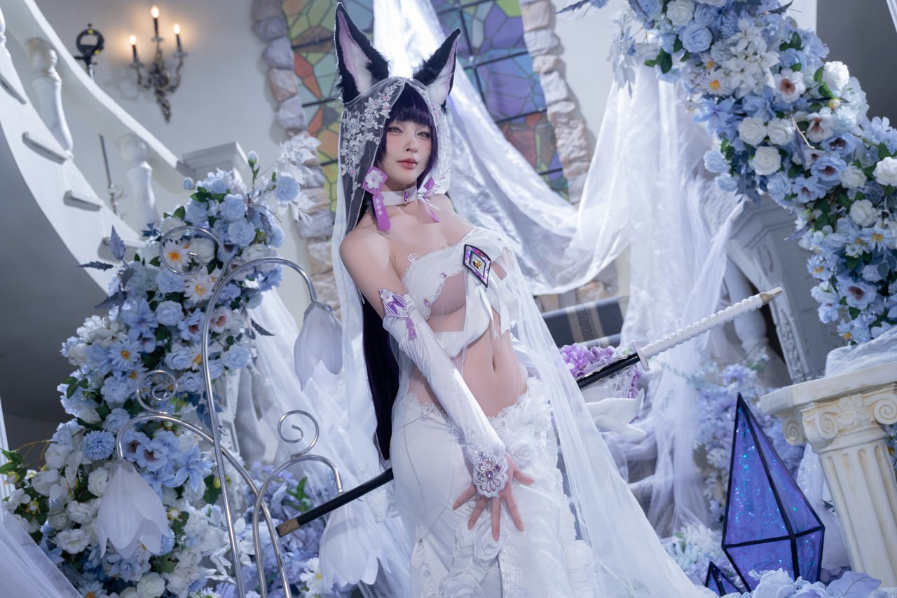 #清水由乃   碧蓝航线 花嫁武藏 标签🏷 #唯美 #白丝 #Cosplay - 写真摄影作品第46张照片，photo 45201