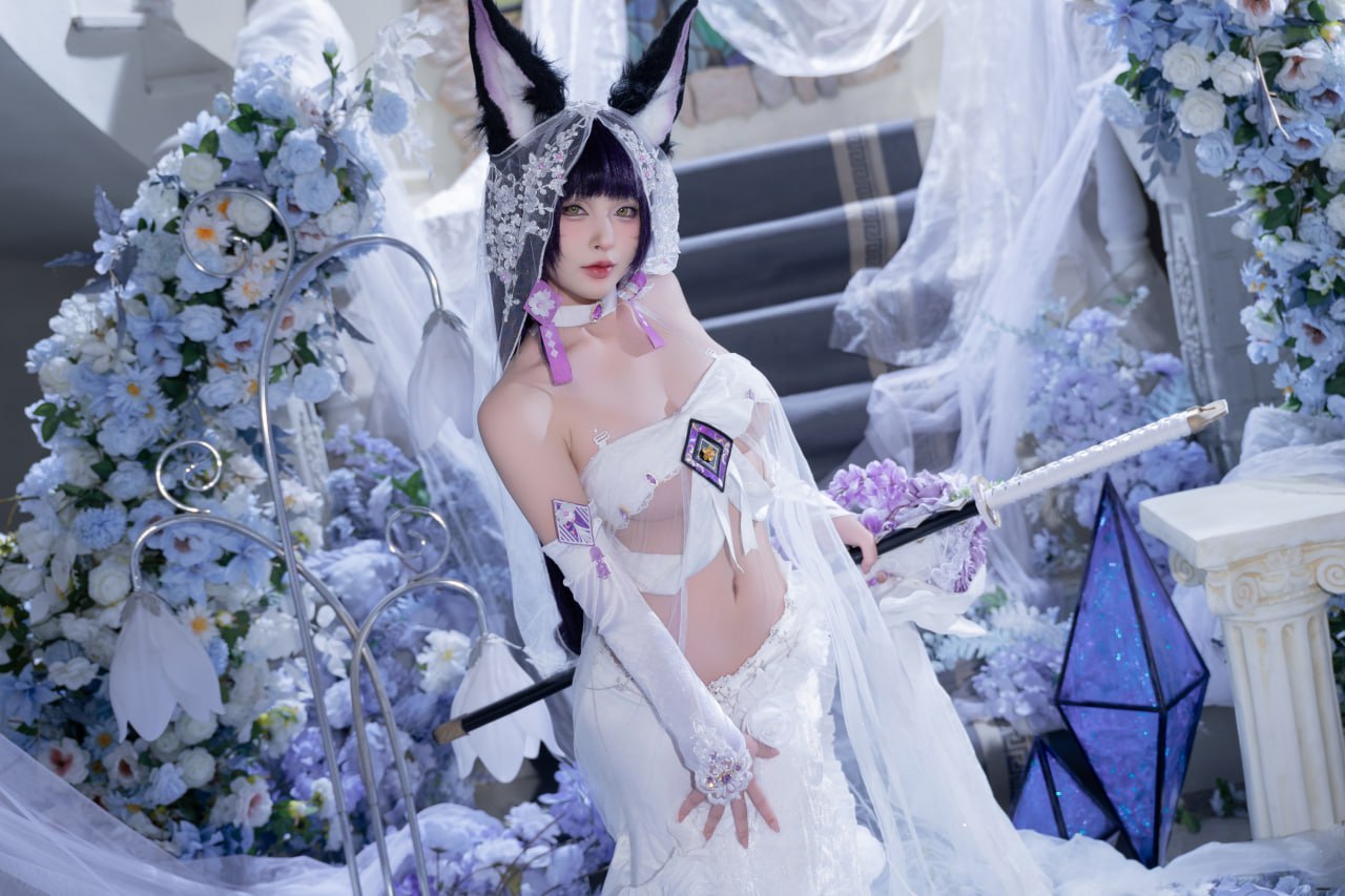#清水由乃   碧蓝航线 花嫁武藏 标签🏷 #唯美 #白丝 #Cosplay - 写真摄影作品第47张照片，photo 45202