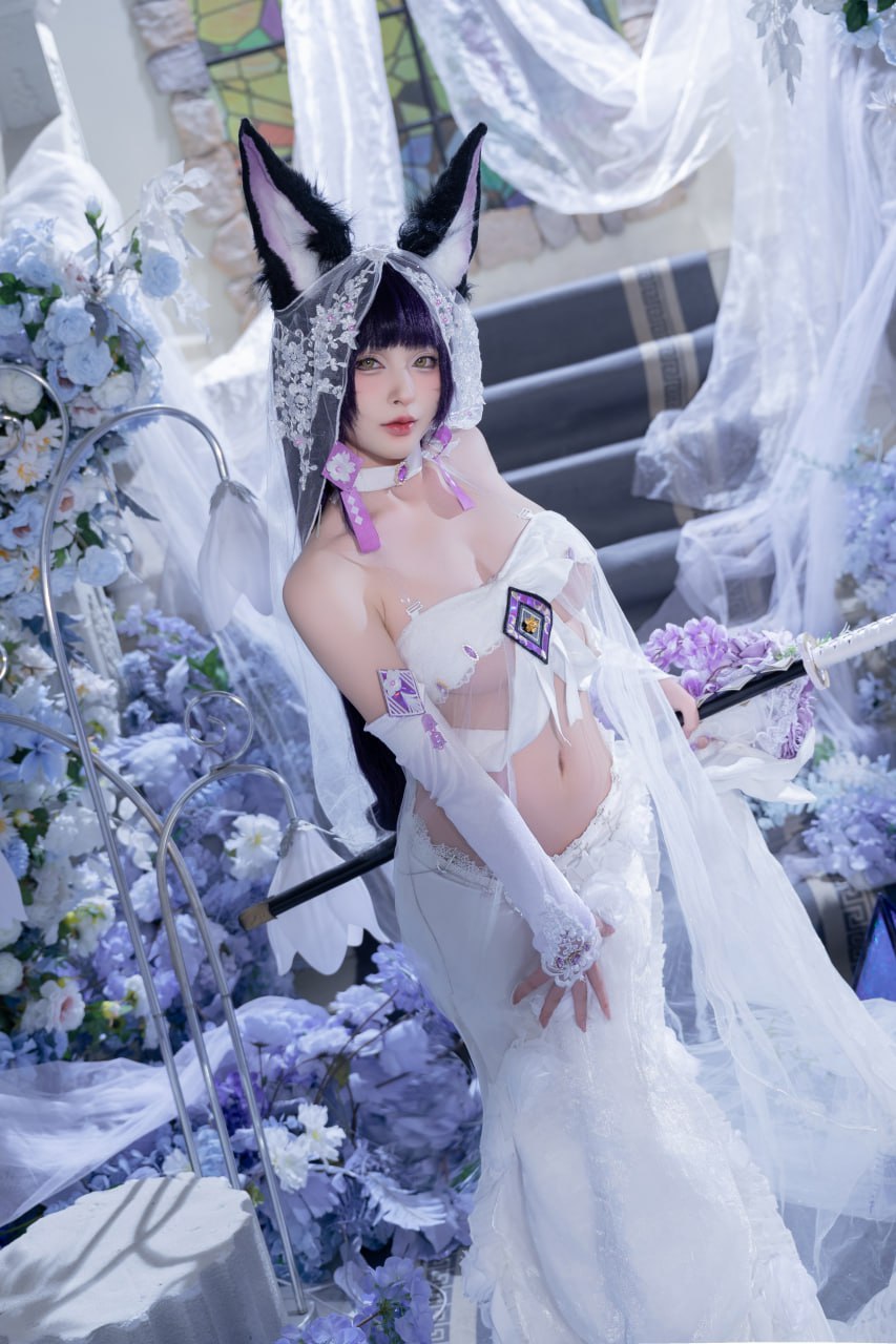 #清水由乃   碧蓝航线 花嫁武藏 标签🏷 #唯美 #白丝 #Cosplay - 写真摄影作品第45张照片，photo 45203