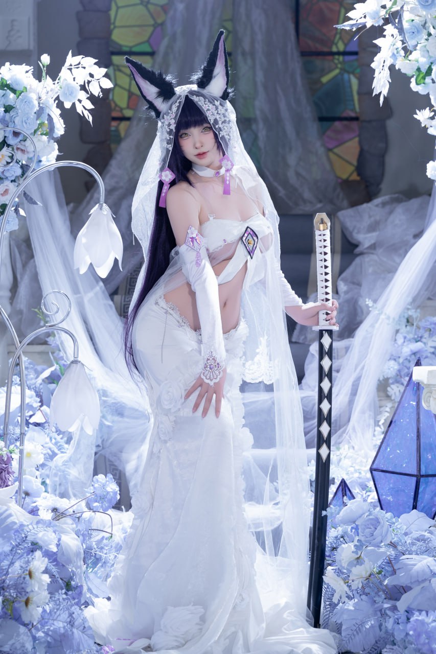 #清水由乃   碧蓝航线 花嫁武藏 标签🏷 #唯美 #白丝 #Cosplay - 写真摄影作品第43张照片，photo 45206