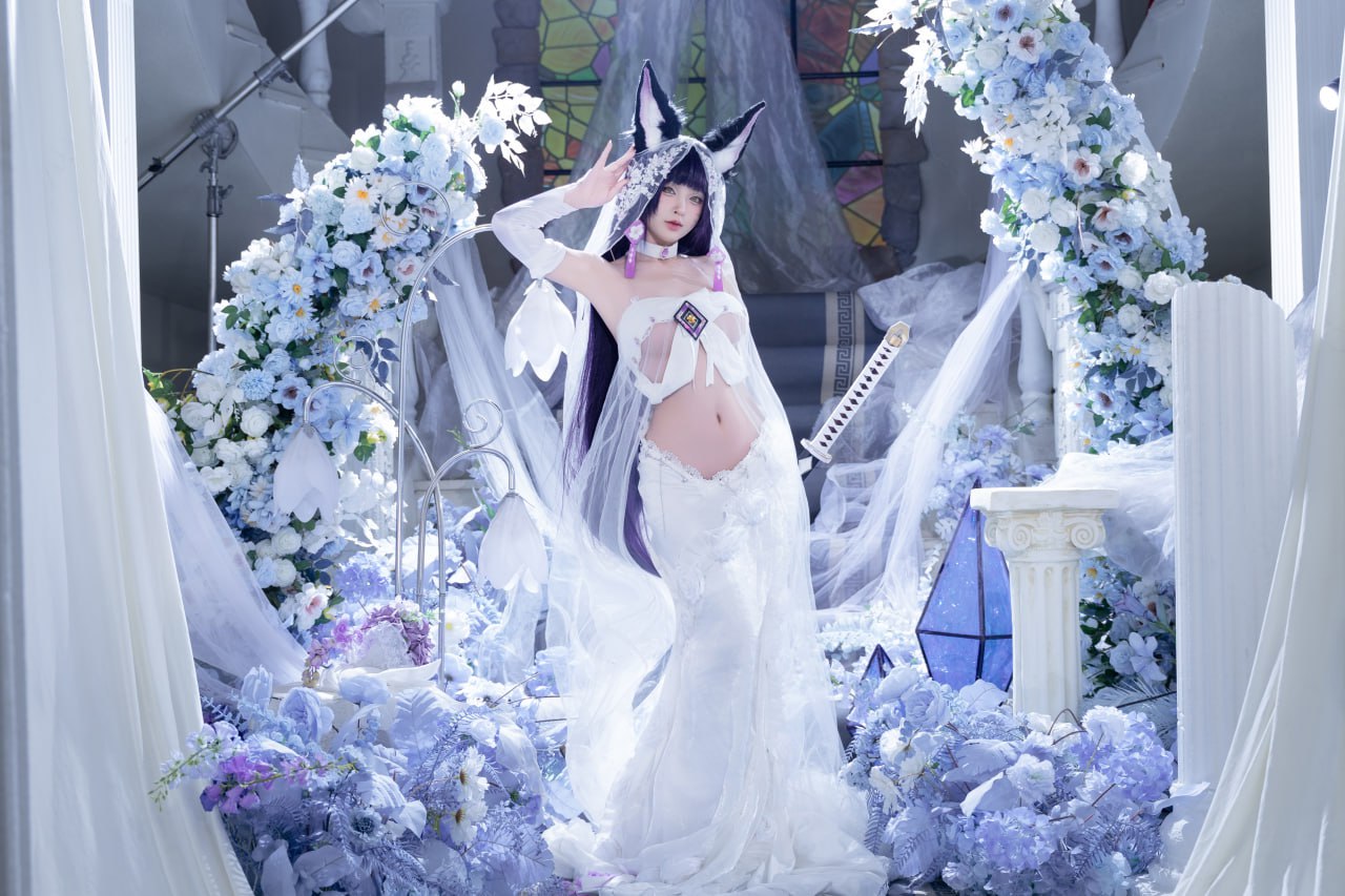 #清水由乃   碧蓝航线 花嫁武藏 标签🏷 #唯美 #白丝 #Cosplay - 写真摄影作品第40张照片，photo 45207