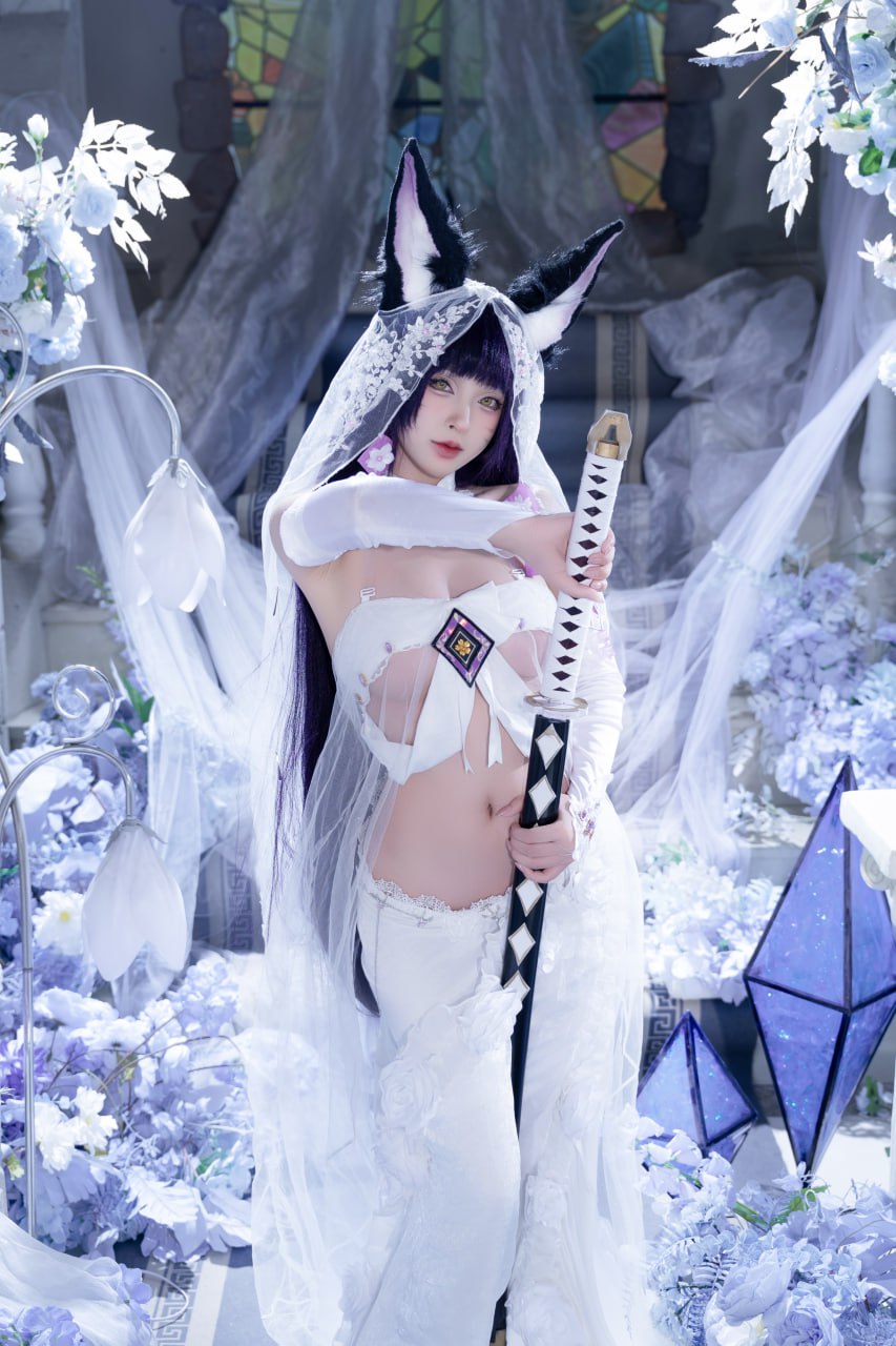 #清水由乃   碧蓝航线 花嫁武藏 标签🏷 #唯美 #白丝 #Cosplay - 写真摄影作品第39张照片，photo 45208