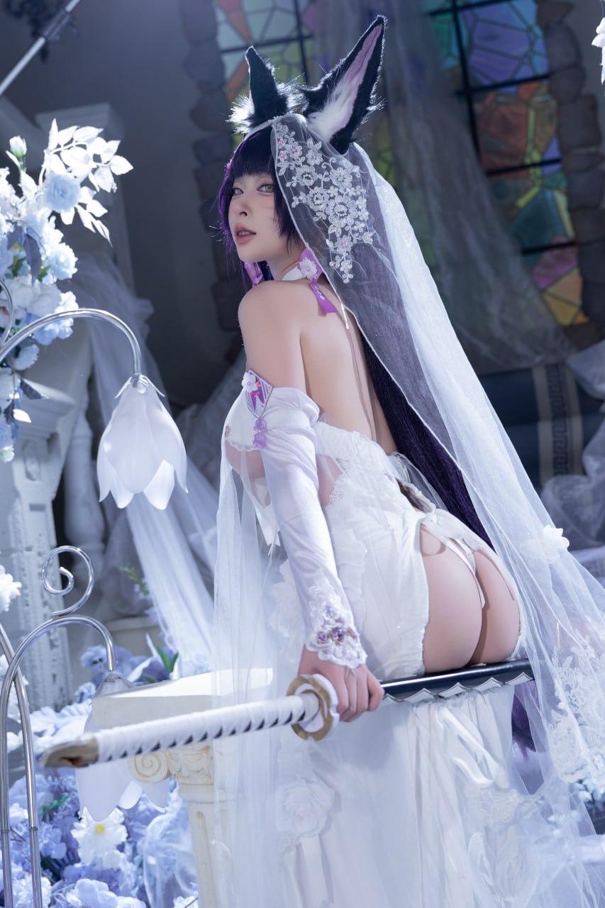 #清水由乃   碧蓝航线 花嫁武藏 标签🏷 #唯美 #白丝 #Cosplay - 写真摄影作品第38张照片，photo 45210