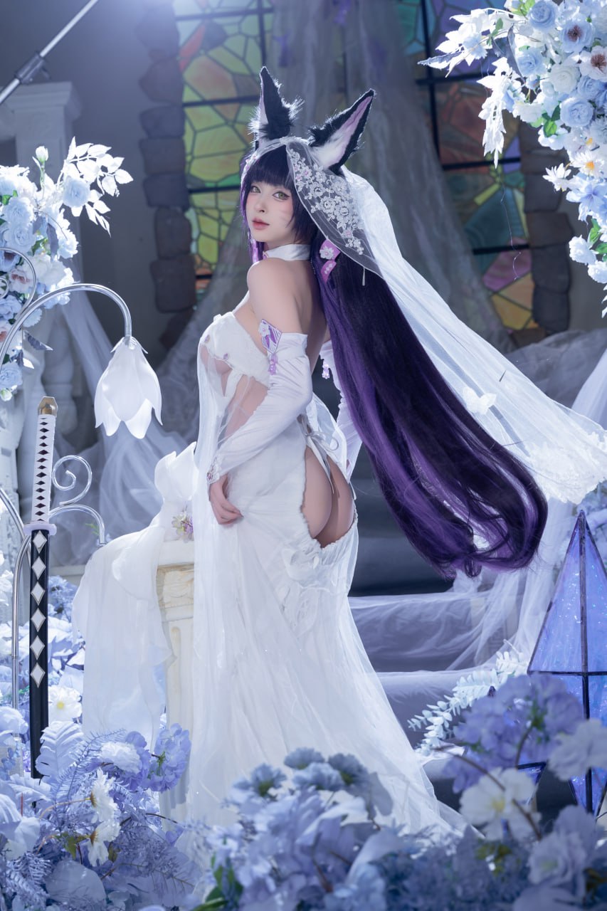 #清水由乃   碧蓝航线 花嫁武藏 标签🏷 #唯美 #白丝 #Cosplay - 写真摄影作品第33张照片，photo 45215