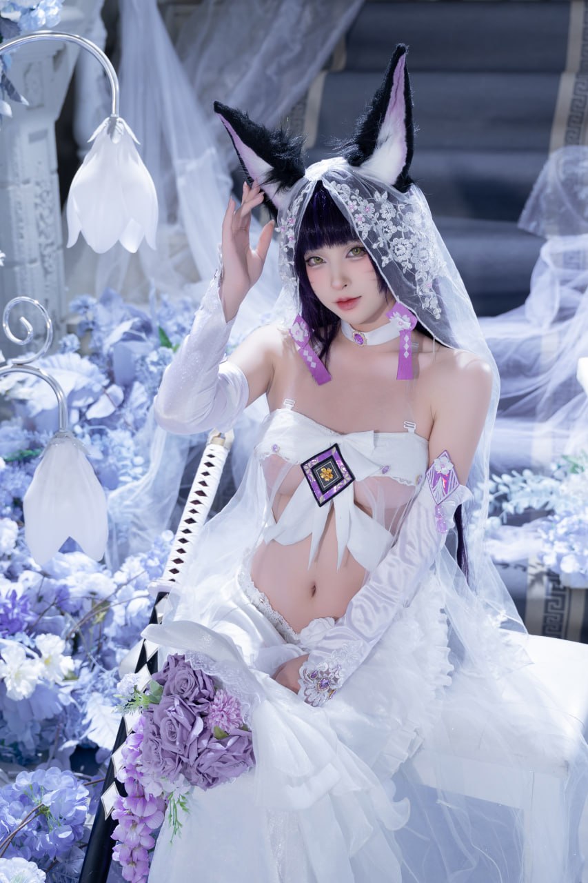 #清水由乃   碧蓝航线 花嫁武藏 标签🏷 #唯美 #白丝 #Cosplay - 写真摄影作品第27张照片，photo 45220