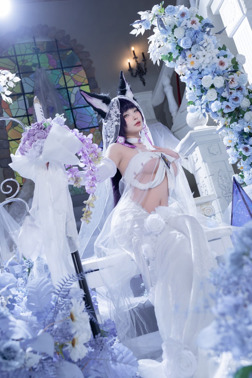#清水由乃   碧蓝航线 花嫁武藏 标签🏷 #唯美 #白丝 #Cosplay - 写真摄影作品第28张照片，photo 45221