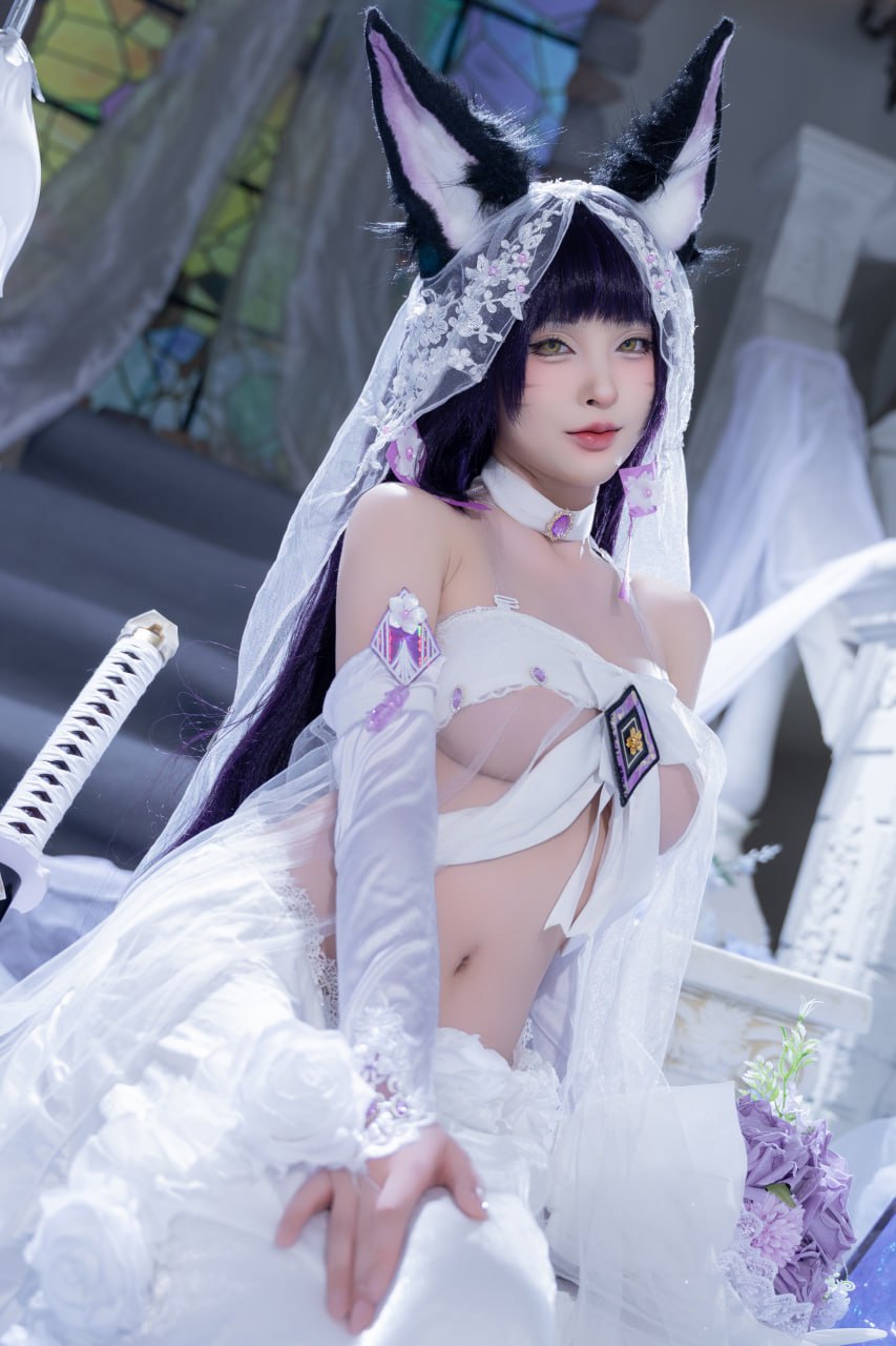 #清水由乃   碧蓝航线 花嫁武藏 标签🏷 #唯美 #白丝 #Cosplay - 写真摄影作品第25张照片，photo 45222