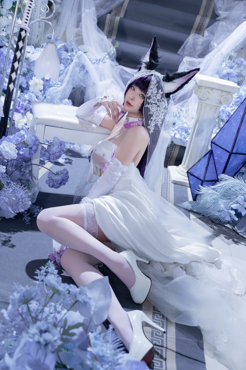 #清水由乃   碧蓝航线 花嫁武藏 标签🏷 #唯美 #白丝 #Cosplay - 写真摄影作品第30张照片，photo 45223