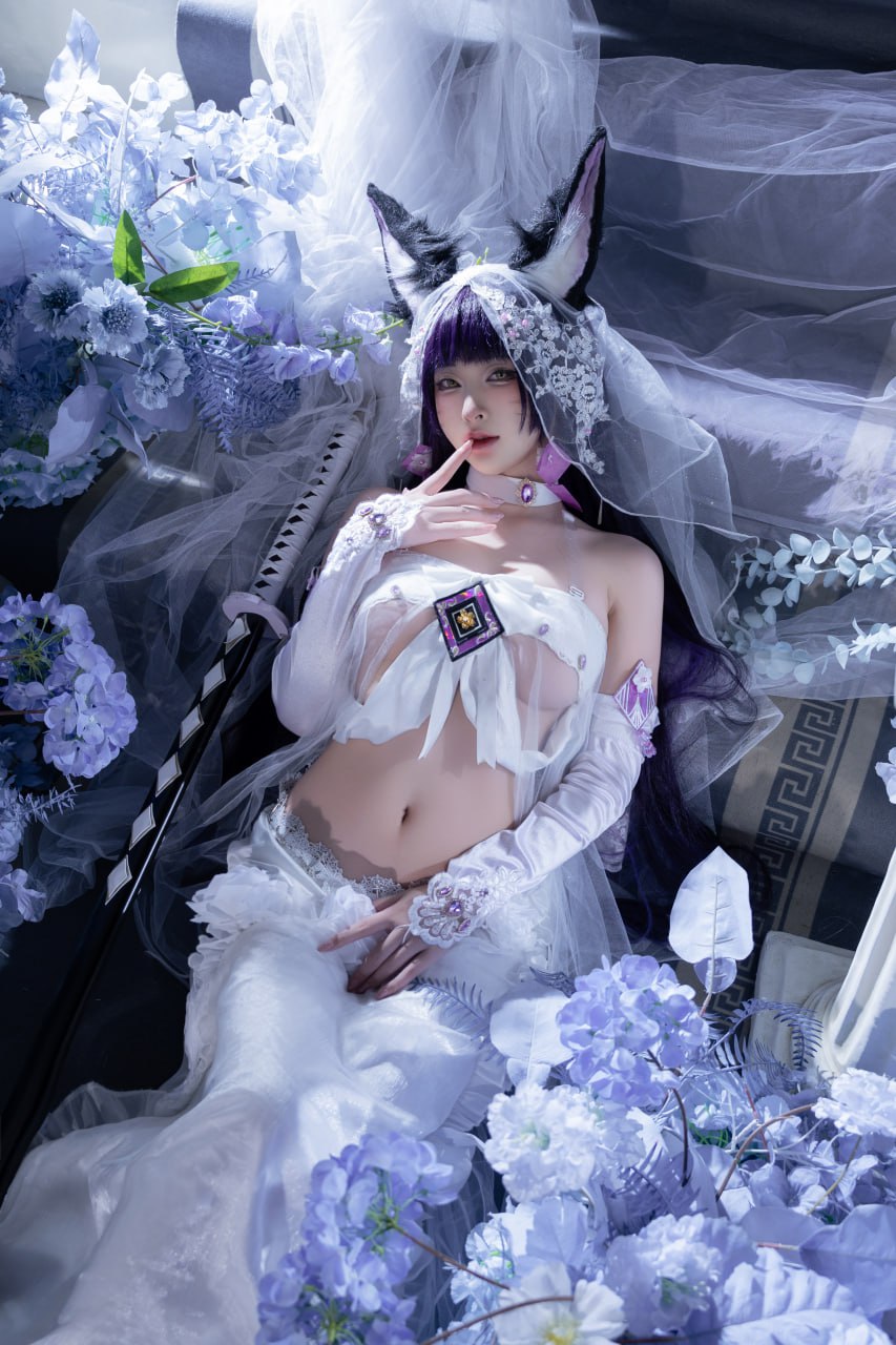 #清水由乃   碧蓝航线 花嫁武藏 标签🏷 #唯美 #白丝 #Cosplay - 写真摄影作品第15张照片，photo 45232