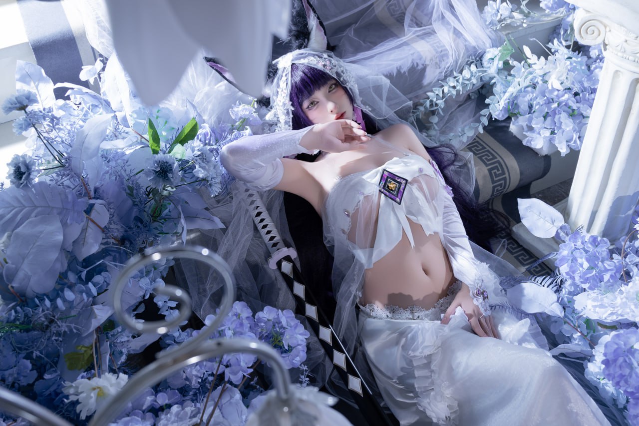 #清水由乃   碧蓝航线 花嫁武藏 标签🏷 #唯美 #白丝 #Cosplay - 写真摄影作品第17张照片，photo 45233