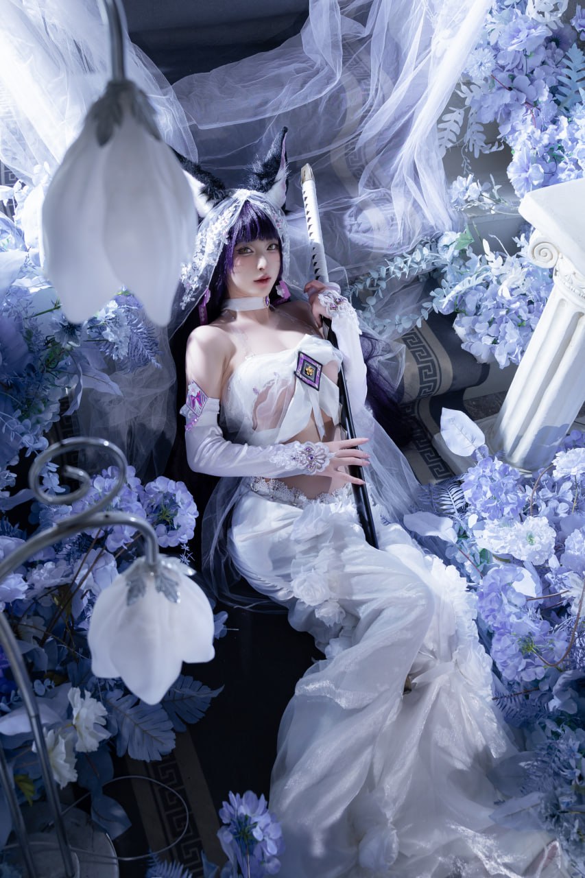#清水由乃   碧蓝航线 花嫁武藏 标签🏷 #唯美 #白丝 #Cosplay - 写真摄影作品第12张照片，photo 45235