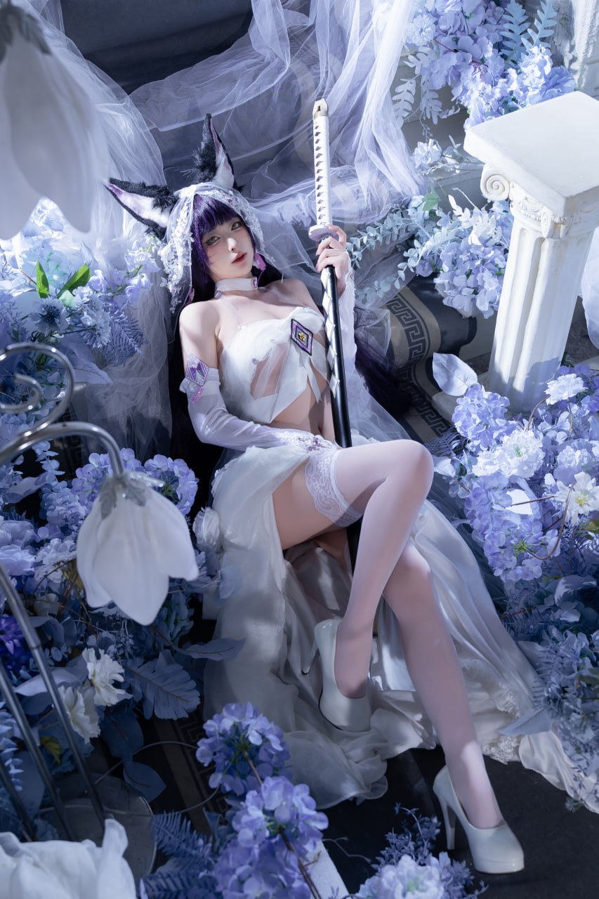 #清水由乃   碧蓝航线 花嫁武藏 标签🏷 #唯美 #白丝 #Cosplay - 写真摄影作品第11张照片，photo 45236