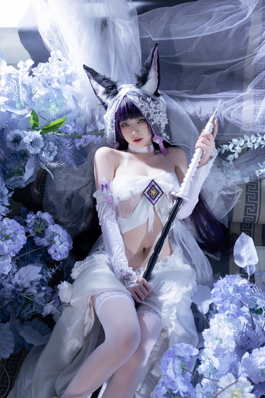 #清水由乃   碧蓝航线 花嫁武藏 标签🏷 #唯美 #白丝 #Cosplay - 写真摄影作品第14张照片，photo 45237