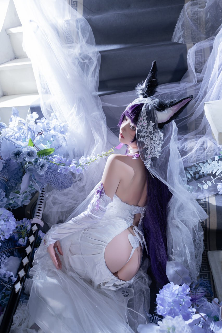 #清水由乃   碧蓝航线 花嫁武藏 标签🏷 #唯美 #白丝 #Cosplay - 写真摄影作品第8张照片，photo 45238