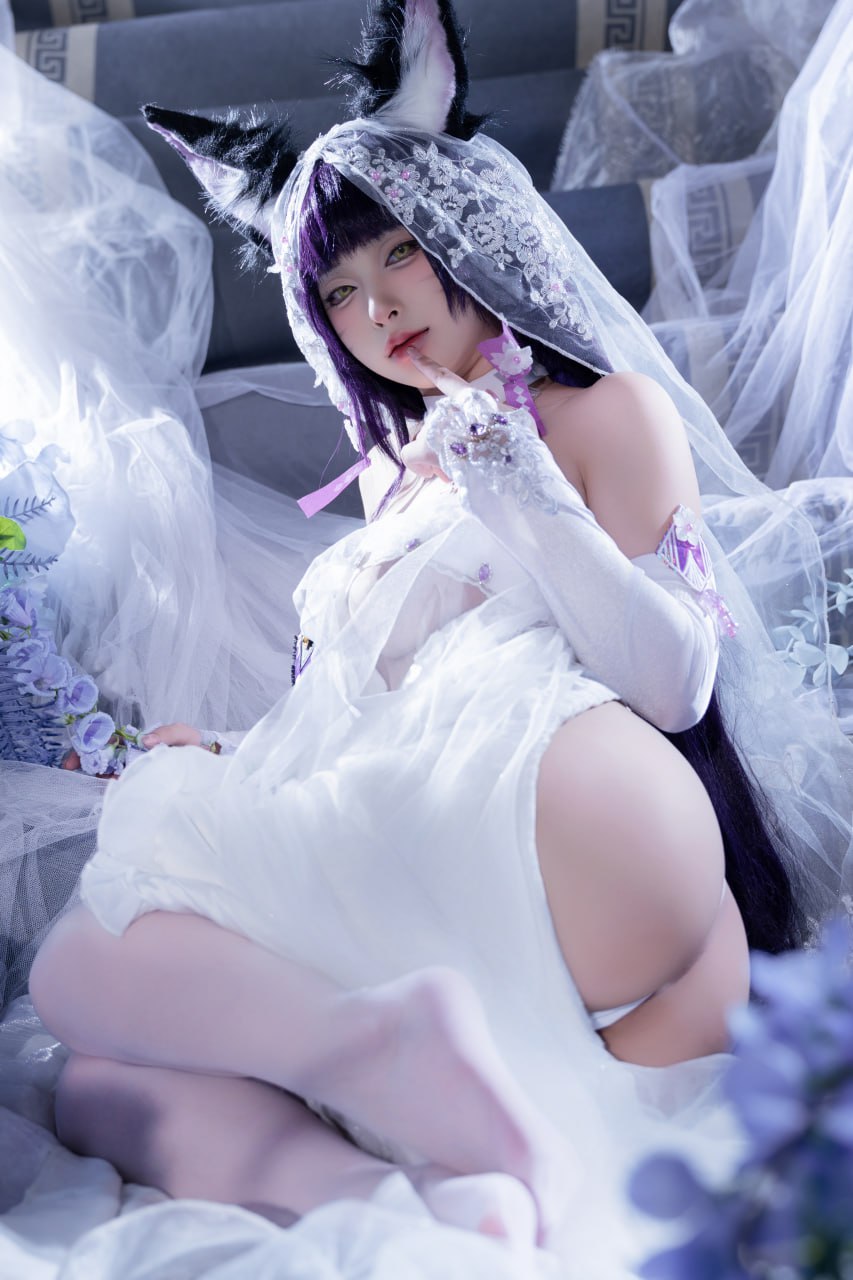 #清水由乃   碧蓝航线 花嫁武藏 标签🏷 #唯美 #白丝 #Cosplay - 写真摄影作品第3张照片，photo 45244