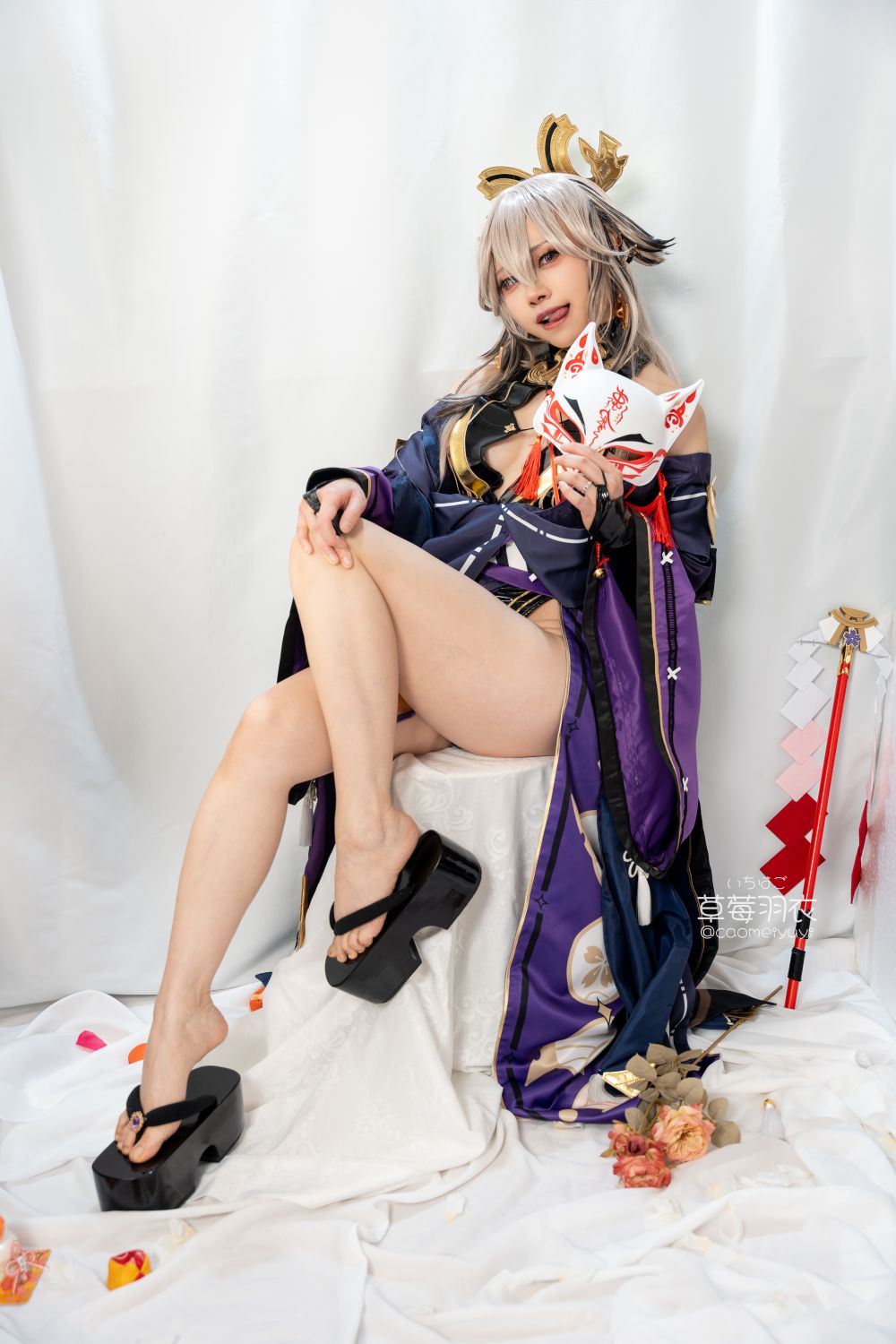 草莓羽衣   T2 黒ギャル八重神子 墨桜色の夜笙雅芸 [28P1V] - 写真摄影作品第27张照片，04a6f50f26ced610df582