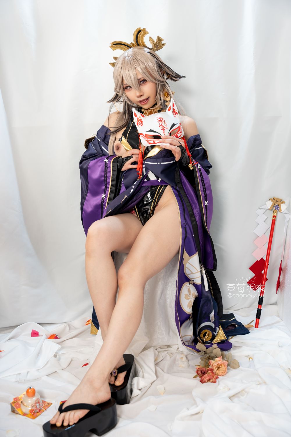 草莓羽衣   T2 黒ギャル八重神子 墨桜色の夜笙雅芸 [28P1V] - 写真摄影作品第25张照片，164621604c101a4e5886f