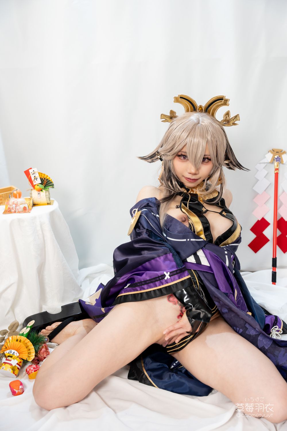 草莓羽衣   T2 黒ギャル八重神子 墨桜色の夜笙雅芸 [28P1V] - 写真摄影作品第3张照片，f73de0b4bb95a2b2a13d7