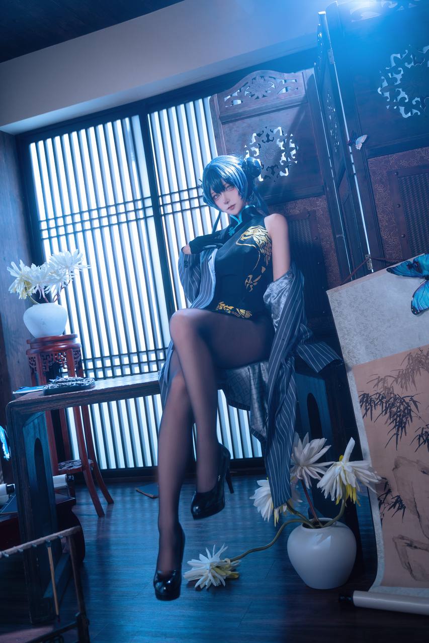 #Seya狮砸 蔚蓝档案·妃咲 旗袍 [12P 138Mb] 标签🏷️#Cosplay #黑丝 #神颜 - 写真摄影作品第12张照片，photo 32076