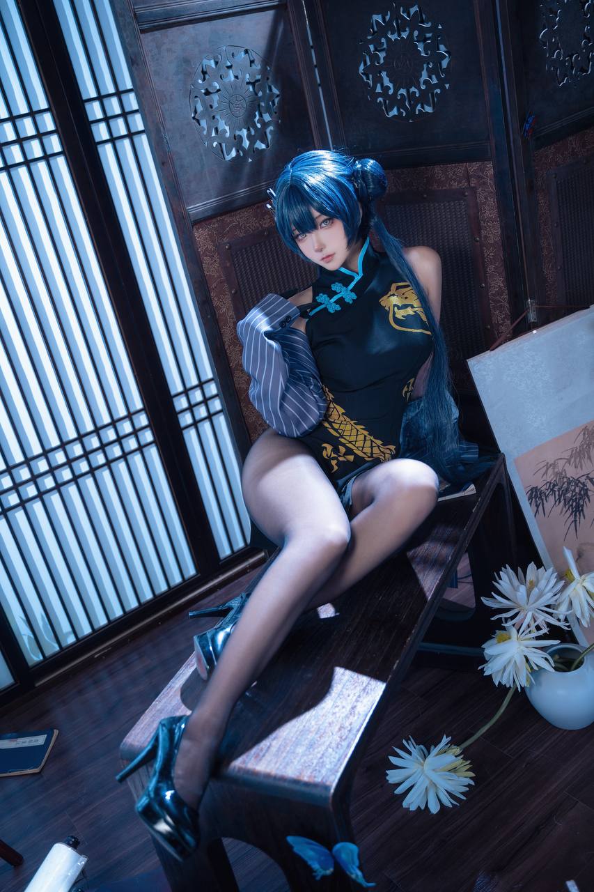 #Seya狮砸 蔚蓝档案·妃咲 旗袍 [12P 138Mb] 标签🏷️#Cosplay #黑丝 #神颜 - 写真摄影作品第11张照片，photo 32078