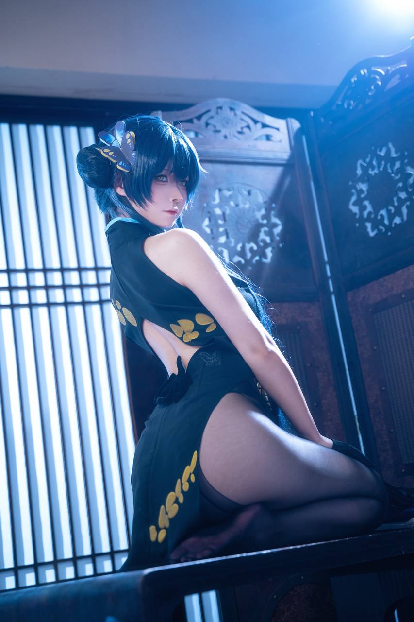 #Seya狮砸 蔚蓝档案·妃咲 旗袍 [12P 138Mb] 标签🏷️#Cosplay #黑丝 #神颜 - 写真摄影作品第8张照片，photo 32079