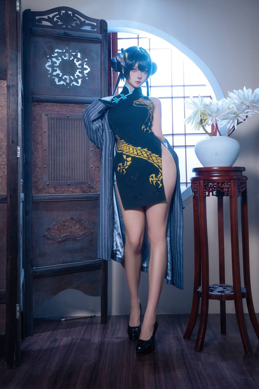#Seya狮砸 蔚蓝档案·妃咲 旗袍 [12P 138Mb] 标签🏷️#Cosplay #黑丝 #神颜 - 写真摄影作品第7张照片，photo 32080