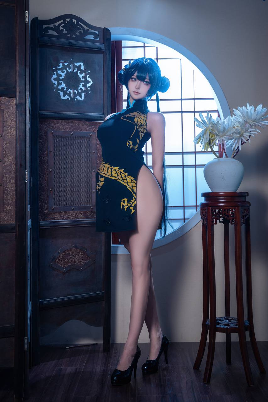 #Seya狮砸 蔚蓝档案·妃咲 旗袍 [12P 138Mb] 标签🏷️#Cosplay #黑丝 #神颜 - 写真摄影作品第4张照片，photo 32083