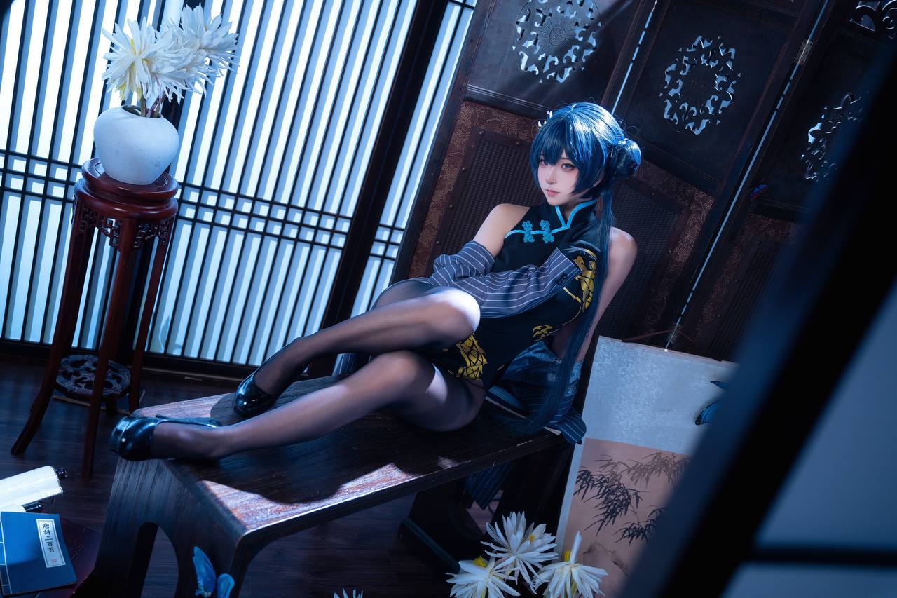 #Seya狮砸 蔚蓝档案·妃咲 旗袍 [12P 138Mb] 标签🏷️#Cosplay #黑丝 #神颜 - 写真摄影作品第1张照片，photo 32085